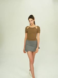 ALO- ท็อปโยคะฤดูร้อนสำหรับผู้หญิง เสื้อฟิตเนสสำหรับการฝึกพิลาทิส แขนสั้นสำหรับกีฬาและวิ่ง T เสื้อ  Al0-yoga