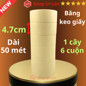 Băng keo giấy rộng 4.7cm dài 50 mét màu vàng 1 cây 6 cuộn giá tại xưởng