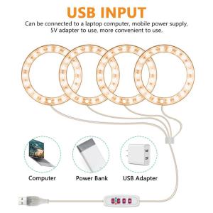 ERANPO 4Pcs Angel Ring Plant Grow Light 5V USB Phytolamp For Plants Led Full Spectrum Lamp For Indoor Flower Greenhouse Seedling Home Flower