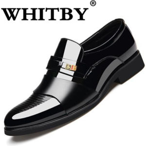 Brand WHITBY （3 Days Delivery）Plus Size 38-48 Formal Shoes For Men Women Leather Shoes Slip On Office Shoes Bright Leather Wedding Shoes For Men Business Shoes