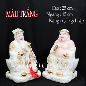 [ Cao 25 cm ] THẦN TÀI  THỔ ĐỊA  MÀU TRẮNG - BỘT ĐÁ CAO CẤP - HÀNG NHẬP KHẨU