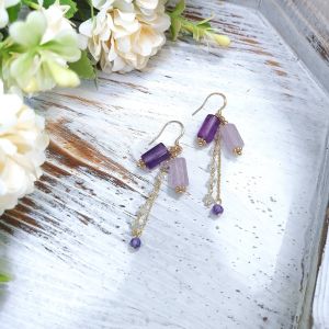 Made-to-Order SG - Amethyst Twin Flame Crystal Dangle Earrings Handmade Crystal Dangle Earrings