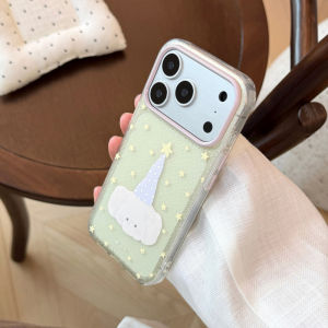 Glitter Texture Cartoon Party Puppy Cat Clear TPU Phone Case For iPhone 17 16 15 14 13 Pro Max