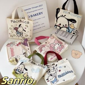 Sanrio Hellokitty Canvas Bag My Melody Kuromi Cinnamoroll Womens Shoulder Bags Casual Large Capacity Shopping Girl Gift