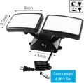 FAGUANGAO Dusk to Dawn LED Security Light,18W Plug in Flood Light Outdoor,5000k Daylight,1600lm, IP55 Waterproof,Adjustable 2 Heads Wall Light for Garage, Porch, Yard, Black. 