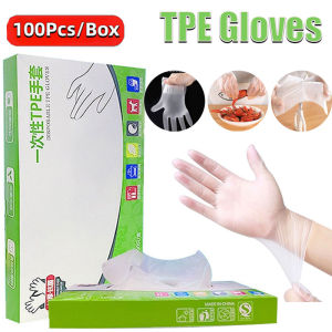 200pcs/box Disposable Gloves Clear Latex Free TPE Gloves for Home Food Handling Laboratory Work