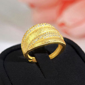 SEQUITO Valuable Women Finger Jewelry Yellow Gold Plated Micro Pave Shiny Tiny AAA Cubic Zircon Evening Party Excellent Adjustable Ring Ladies Costume Jewellery SR139