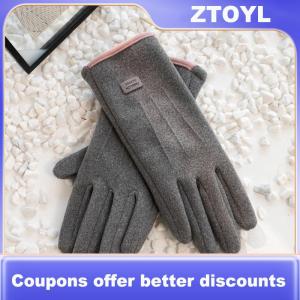【ZTOYL】 Women Winter Thick Plush Gloves Fashion Warm Suede Outdoor Guantes Lady Touchscreen Driving Gloves Cycling Mittens