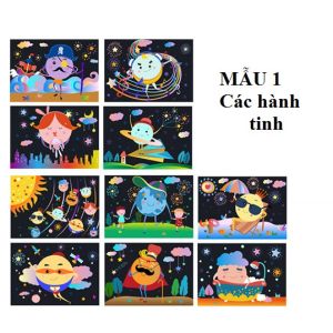 Combo 10 tranh cạo A4 kèm tô màu nhiều chủ đề siêu cute cho bé (Tặng bút cạo)