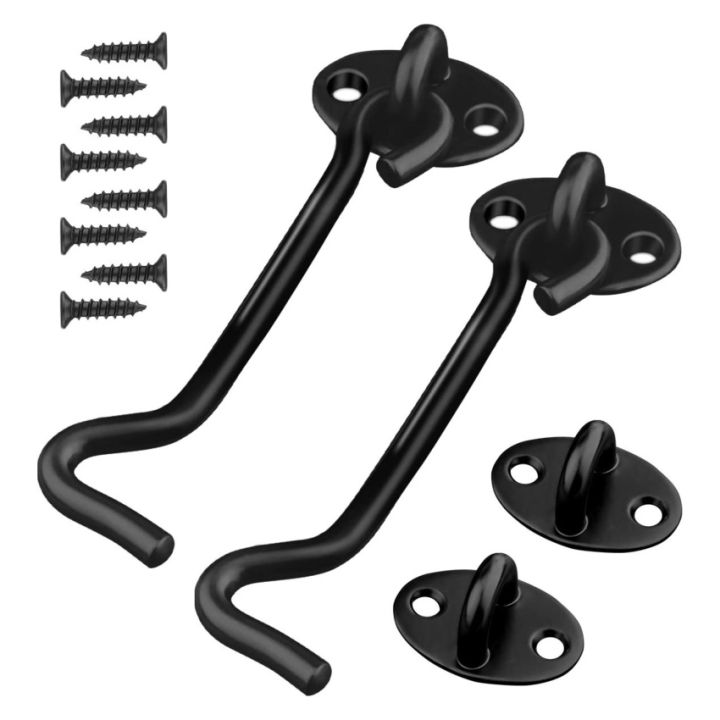 Hook and Eye Latch Black Cabin Hooks and Eye 2Pcs Metal Door Hook Latch ...