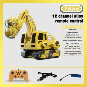 Dinosaur Excavator 12 Channel RC Excavator 2.4G Alloy Remote Engineering Truck Remote Control Excavator