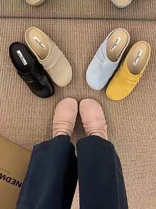 [Free Shipping] cute wide-fit slippers for women 2025 new style thick-soled slip-on closed-toe half slippers