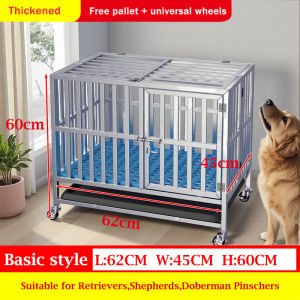 Dog Cage Heavy Duty Stainless Steel Large Dog Cage With Wheels High Quality Metal Pet Cage for Indoor Outdoo