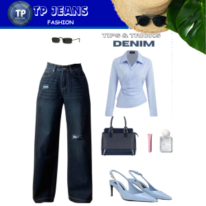 (TP2010) Quần Jean Nữ Ống Rộng Màu Đen Tôn Dáng Kéo Chân Dài Năng Động - TP Jeans