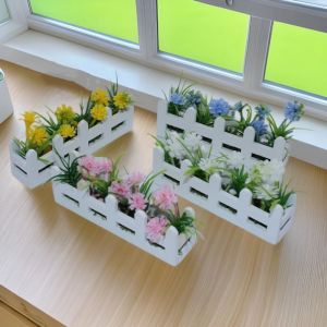 BEIBEI 1:12 Scale Dollhouse Simulated Flower Fence Decor Garden Lifelike Artificial Doll Plants Fake Daisy Classic Daily Decoration Miniature Potted Plants Kids Toys