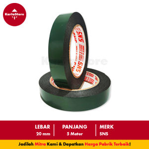 DOUBLE TAPE FOAM HIJAU 20 MM x 5 YARD SNS