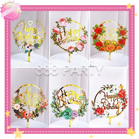 888party Happy Birthday Cake Topper Acrylic Letter Cake Toppers Party