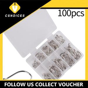 [Csndices] 100Pcs Fishing Hooks Set Carbon Steel Single Circle Fishing Hook Fly Fishing Jip Barbed Carp Hooks Sea Tackle Accessories