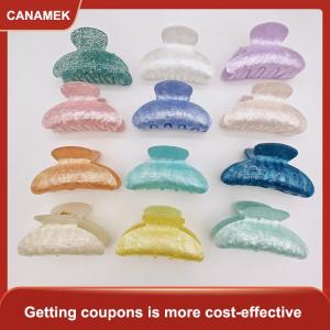 【CANAMEK】 Clip tóc cổ điển cho cô gái Claw Clip mới bằng đá cẩm thạch kết cấu barrette cá mập clip cho phụ nữ tóc phụ kiện