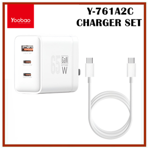 Yoobao Y-761A2C 65W Rapid Charging Portable Power Hub USB & 2 Type-C Port w/ Type-C to Type-C Cable