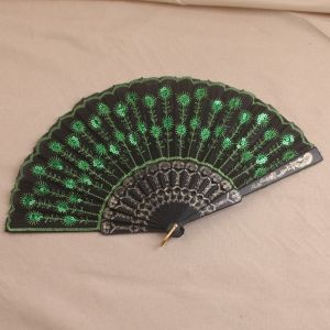 NOBLELUX Sequin Embroidery Chinese Folding Fan Folding Pea Pattern Handheld Fan Gift Fan Plastic Embroidery Fan Home Decor