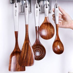 LIANG Solid Wood Cooking Eco-friendly Cooking Supplies Kitchen Spoon Tableware Rice Spoon Spatula Kitchenware