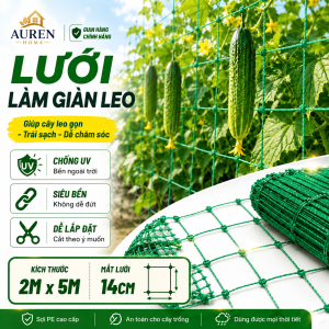 Lưới Giàn Leo PE 2M x 5M Mắt 14CM Chống UV Siêu Bền Làm Giàn Cây Leo Ban Công Sân Thượng Nhà Vườn