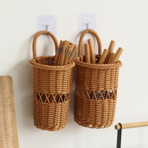 SPARAK Retro Woven Imitation Rattan Fruit Plate Multipurpose Multistyles Storage Rattan Woven Tea Tray  Creative House Candy Packaging Wedding Candy Flower Storage