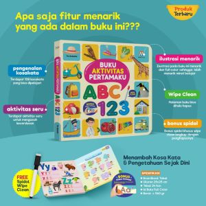 BUKU AKTIVITAS PERTAMAKU ABC 123 big boardbook anak bay balita  umur 0 6 12 bulan 1 tahun ziyad book