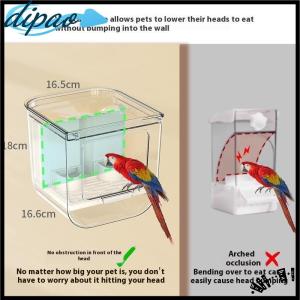 【dipao】 Double Slot Bird Automatic Feeder Large Capacity Splash Proof Hanging Cage Automatic Feeding Device Transparent Food Dispenser