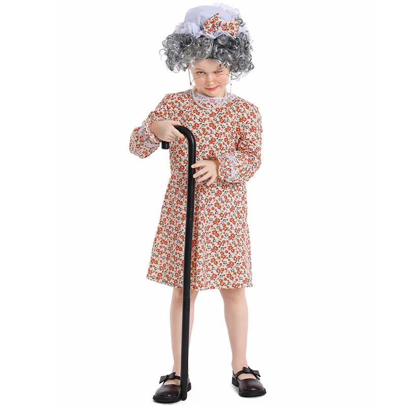 lily'sshop Old Lady Costume for Kids, 100 Days of School Costume