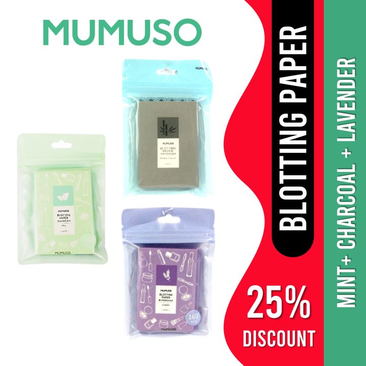 MUMUSO BUNDLE FACIAL OIL BLOTTING PAPER (CHARCOAL, LAVENDER, MINT