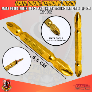 ( 1pcs ) Mata Obeng Angin Ph2 1/4" Magnetic BOSCH / Mata Obeng Kembang 65mm Plus (+) Presisi Anti Slip isi 1pcs BOSCH