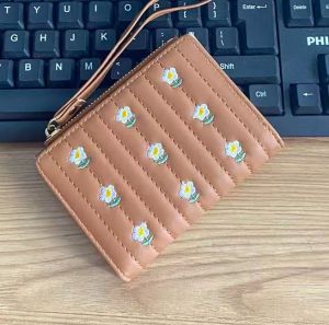 New Design Korean Cute Flower Fashion PU Leather Short Wallets Card Holder Coin Purse For Girl
