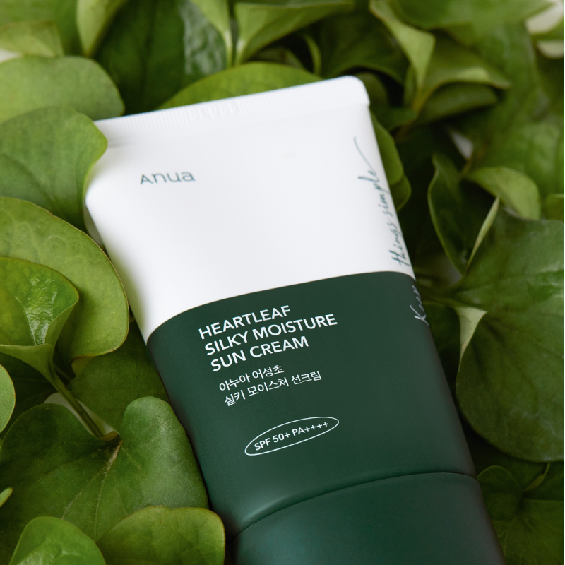 ANUA Heartleaf Siky Moisture Suncream SPF50+ 50ml solkrem| PureSkin_voghion.com