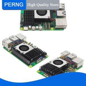 [PERNG] Tehe Pwm Tốc Độ Có Thể Điều Chỉnh Fan Đen Bạc Màu Xanh Làm Mát Tản Nhiệt Cho Raspberry Pi 5 Hoạt Động Mát Nhôm Tản Nhiệt