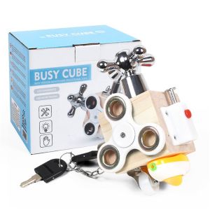 IsALifestyle Kid Baby Toddler Busy Block [7 in 1] Activity Fidget Cube Basic Life Skills and Fine Motor Activity Sensory