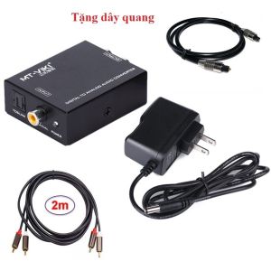 Bộ âm thanh quang hoàn chỉnh gồm Bộ chuyển đổi Âm Thanh Cổng quang Optical sang Audio MT viki + Dây quang dài 1m + Cáp AV hoa sen 2 đầu RCA dài 2m