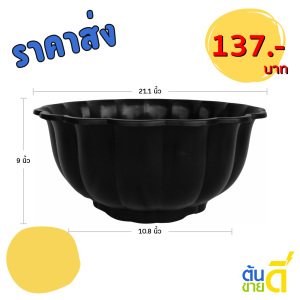 กระถาง อ่างเลี้ยงปลา อ่างบัว อ่างบัวจีบ 20 21 นิ้ว สีดำ Bundle 5 ใบ ชิ้น อัน