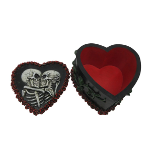 Horror Themed Heart Resin Box With Large Compartment Halloweens Decoration for Necklaces Rings Earrings