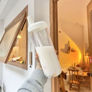 BESTOURO Ngoài trời Thời trang Cốc nước Di động Đồ Uống Kiểu straigh Chai nước Cốc uống nước Cốc có ống hút Ấm đun nước bằng nhựa