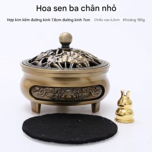 Lư Đốt Trầm 3 Chân Hợp Kim Phong Thủy May Mắn Lư Đồng Khắc Hình Tượng Trưng Sự Thịnh Vượng TIDO TI DO