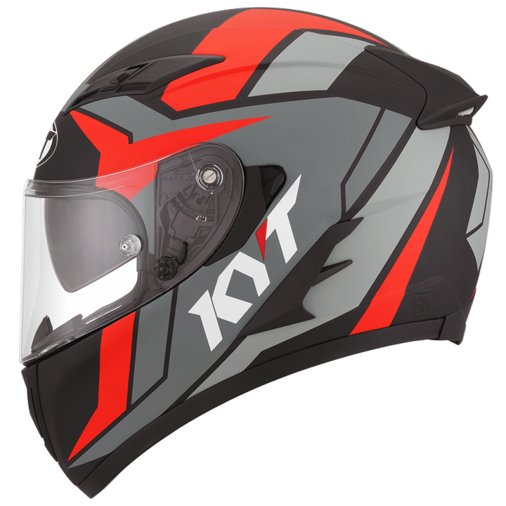 Helm KYT Falcon FR Raid Black Matt Red KYT Full Face Merah Abu