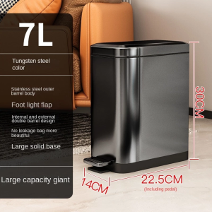 Ecoco Narrow Trash Bin with Cover Aesthetic 7L 9L 13L Large Capacity Trash Can For Bathroom Kitchen