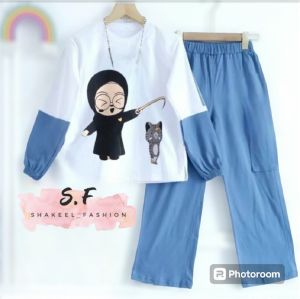 Setelan anak prempuan clana cargo terbaru 2025-caty set2 crinckle airflow.setelan anak prempuan