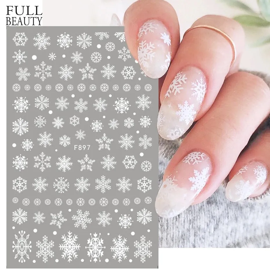 3d Snowflake Nail Art Decals White Christmas Designs Self Adhesive Stickers  New Year Winter Gel Foils Sliders Decorations Laf895 - Stickers & Decals -  AliExpress