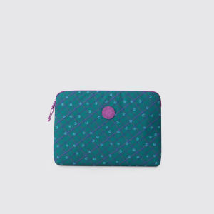 Exsport Essential Laptop Sleeve Bloom On Plaid Emerald Green 14 Inch