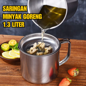 Saringan Minyak Goreng Stainless Steel 1.3 Liter Wadah Penyaring Minyak Goreng Oil Pot