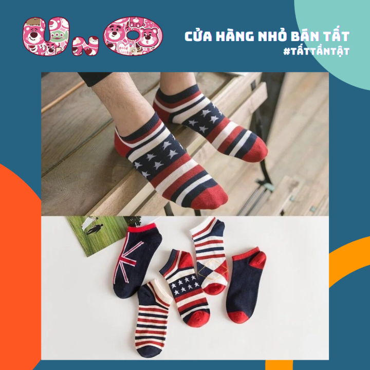 Tất Nam Cổ Ngắn Họa Tiết Cờ Mỹ