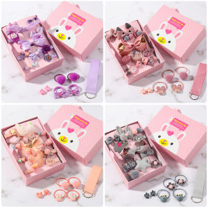 (Clearance ) 24pcs Girls Hair Clip Ties Accessories Set with Gift Organizer - Hair Bows Band Hairpin Hairband Bobby Pin String Ponytail Holders Headwear Headband